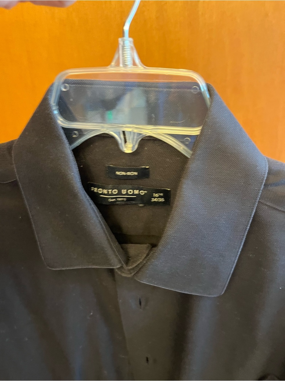 Pronto Uomo Black Dress Shirt with Point Collar